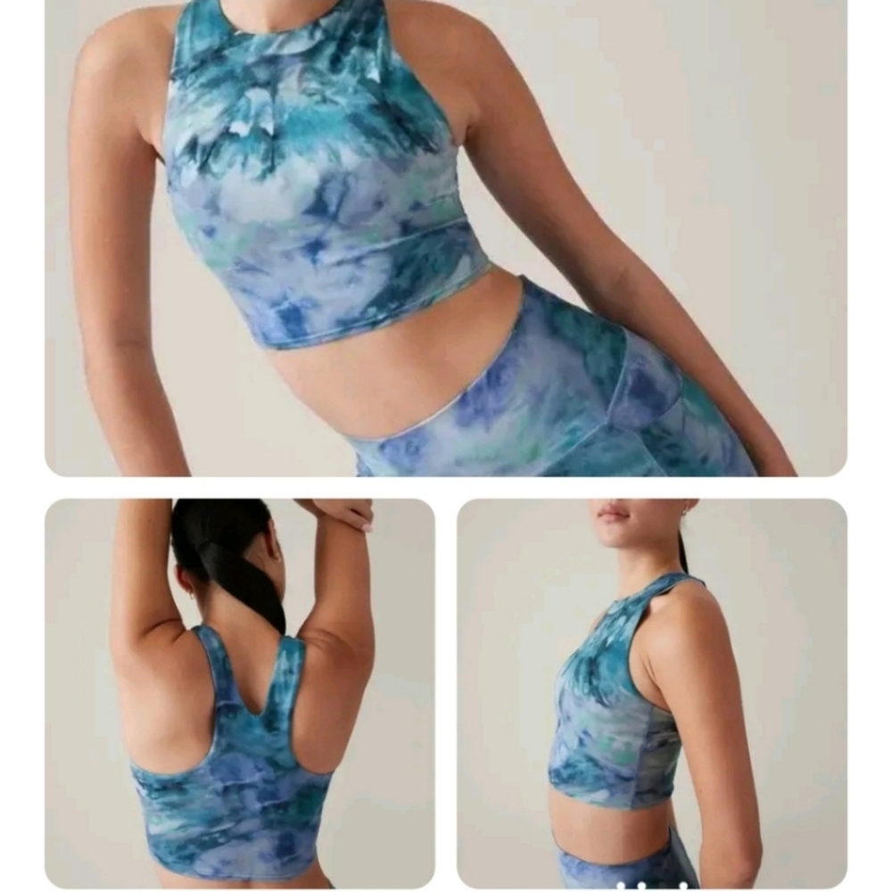 Athleta Conscious Crop Bra A-C in Solarize Chrome Blue